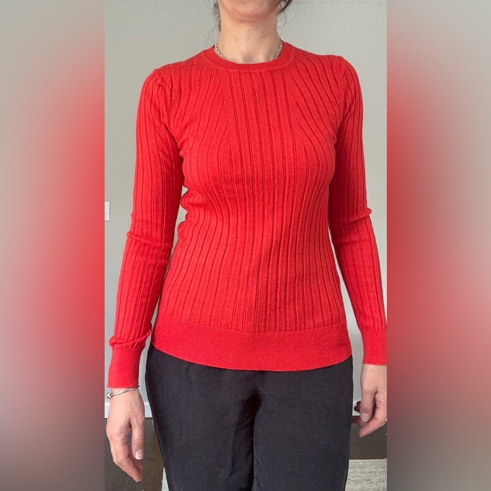 Banana Republic Red Ribbed Washable Merino Sweater